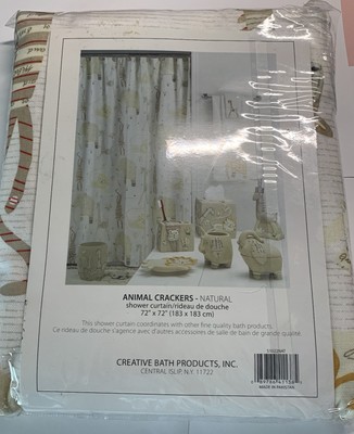 Creative Bath Animal Crackers Cotton Fabric Shower Curtain In Natural 72 x 72