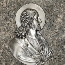 Vintage Pewter Jesus Christ Plaque, 4x6 Made In USA