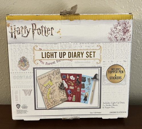 Harry Potter Wizard Light Up Diary Journal Set Gift Set Sticker Sheets Open Box - Picture 3 of 14