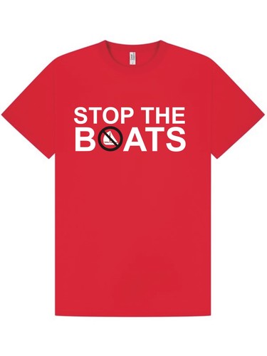 STOP THE BOATS Funny Political T-Shirt Anti-Illegal Immigration Statement / Tee - Picture 4 of 21