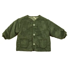 Quincy Mae Quilted V-Neck Button Jacket Forest Size 12-18 Months Outerwear