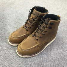 Brunt Marin Boots Mens Size 11.5 Brown Work Moc Toe Wedge Sole Soft Toe EH