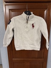 Polo Ralph Lauren 1/4 Zip Boys Sweatshirt Size S 7 Big Pony Logo Embroidered