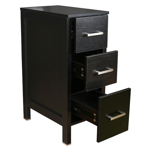 12" Small Bathroom Vanity Set Table Organizer MDF Top Black Cabinet Single - Picture 5 of 7