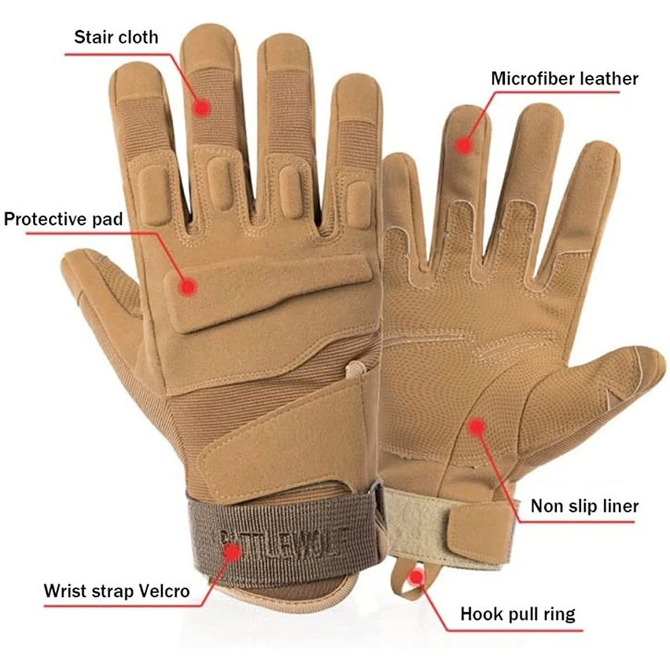 Guantes tácticos resistentes al aire libre guantes de combate militares dedos completos guantes de ciclismo Foto 4 de 4