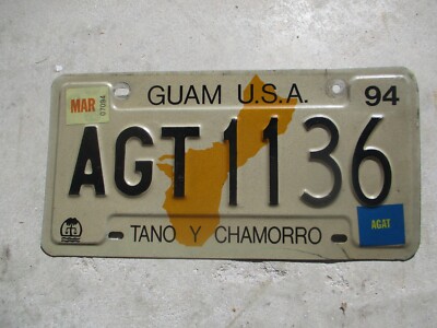Guam U.S.A. 1994 AGAT  license plate #  AGT 1136