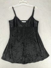 Victorias Secret Black Velvet Mini Slip Nightgown Size L Spaghetti Strap