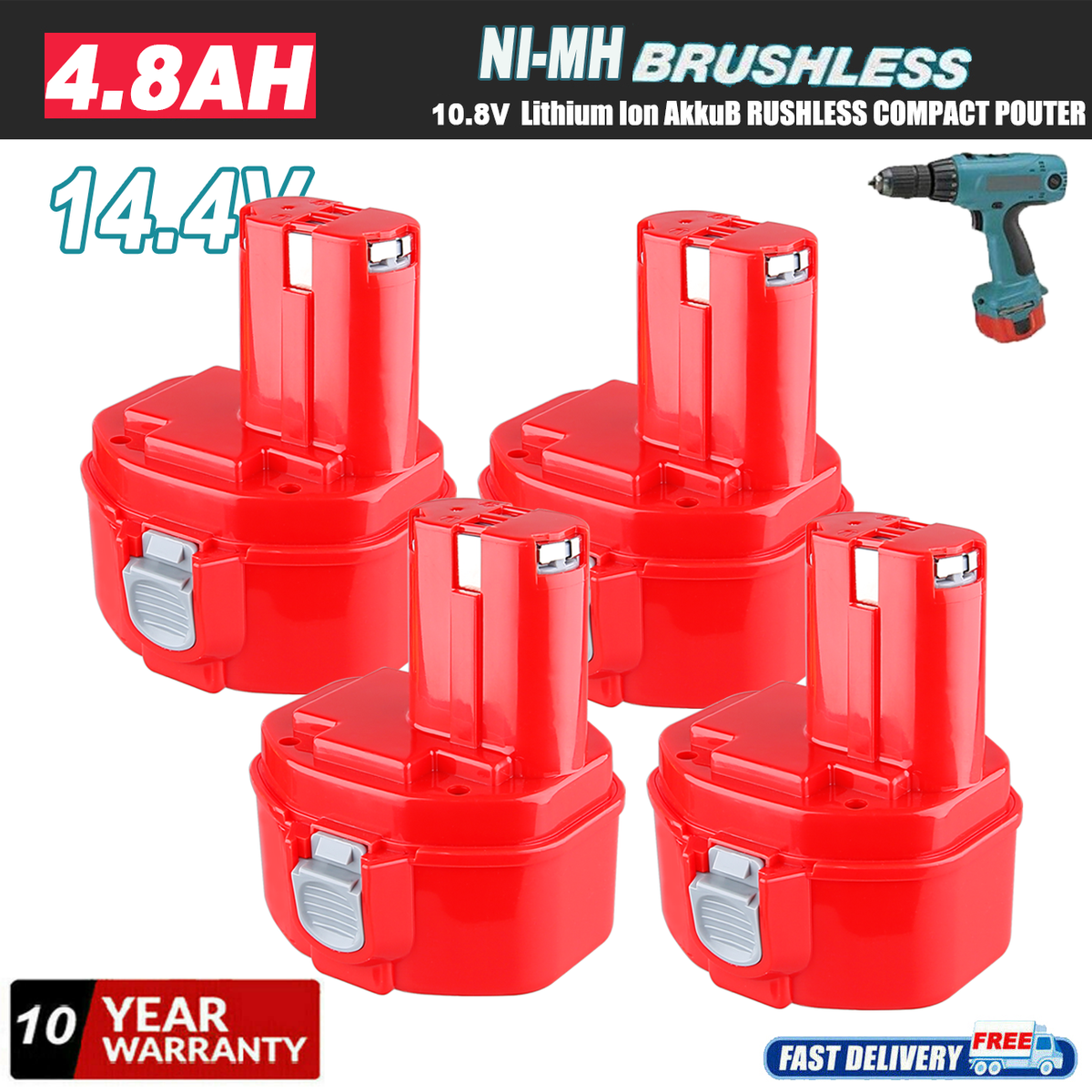 replace For Makita 14.4V 4.8Ah Battery 1420 1422 1433 1434 1435