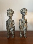 African Bronze Benin Baule Seated King & Queen Statues Figures Ivory Coast