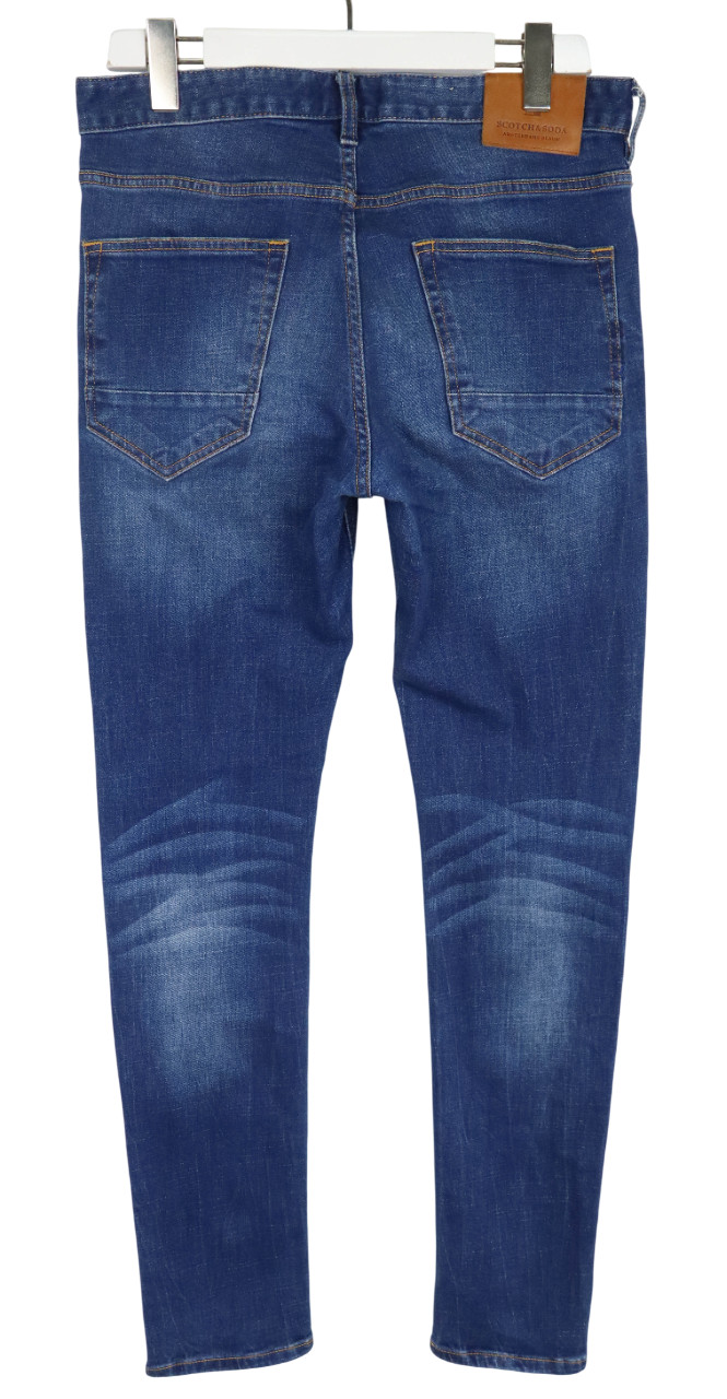 SCOTCH SODA Skim Jeans Men's W32/L34 Slim Fit Blue Whiskers Zip