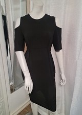 boohoo cold shoulder midi dress UK 10 womens ladies black evening party