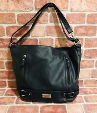 Rosetti X-large Black Faux Leather Multipocket Tote/purse Adjustable Strap Vtg!
