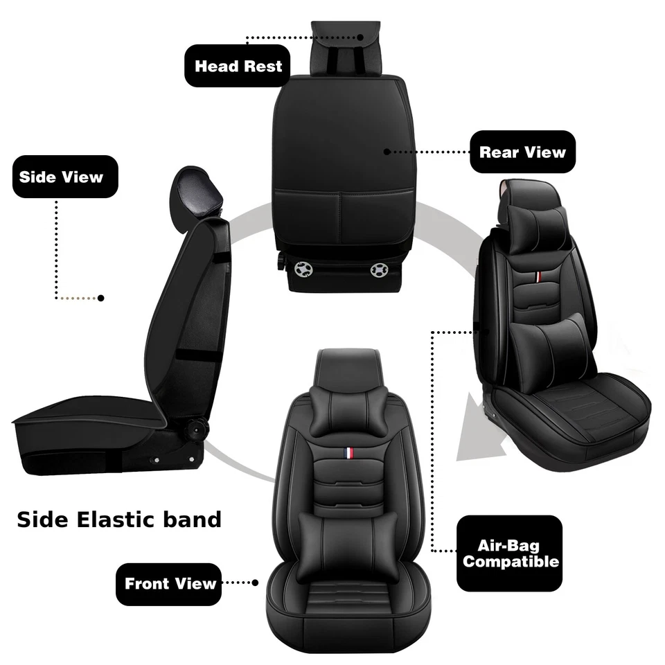 For Ford Car 2/5 Seat Covers Full Set PU Leather Front Cushion Protector Pad Mat Foto 4 de 4