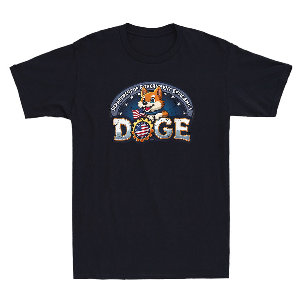 DOGE Department Of Government Efficiency Funny Doge With USA Flag Men's T-Shirt