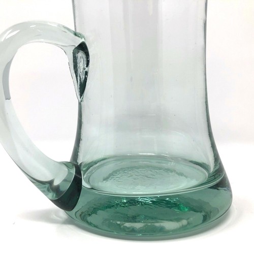 Mundgeblasener Kunstglas Krug klar hellgrün gerollter Griff schwer & schön - Bild 5 von 8