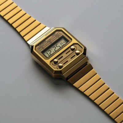 Casio A100WEG-9A Vintage Collection Gold Ion Plated Digital Retro