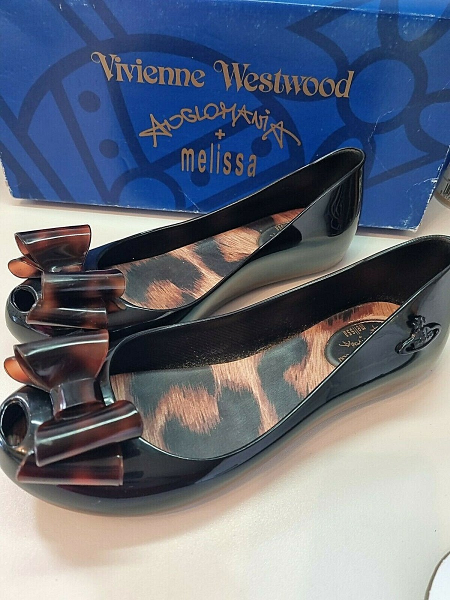 VIVIENNE WESTWOOD MELISSA Black ballerina shoe with brown bow