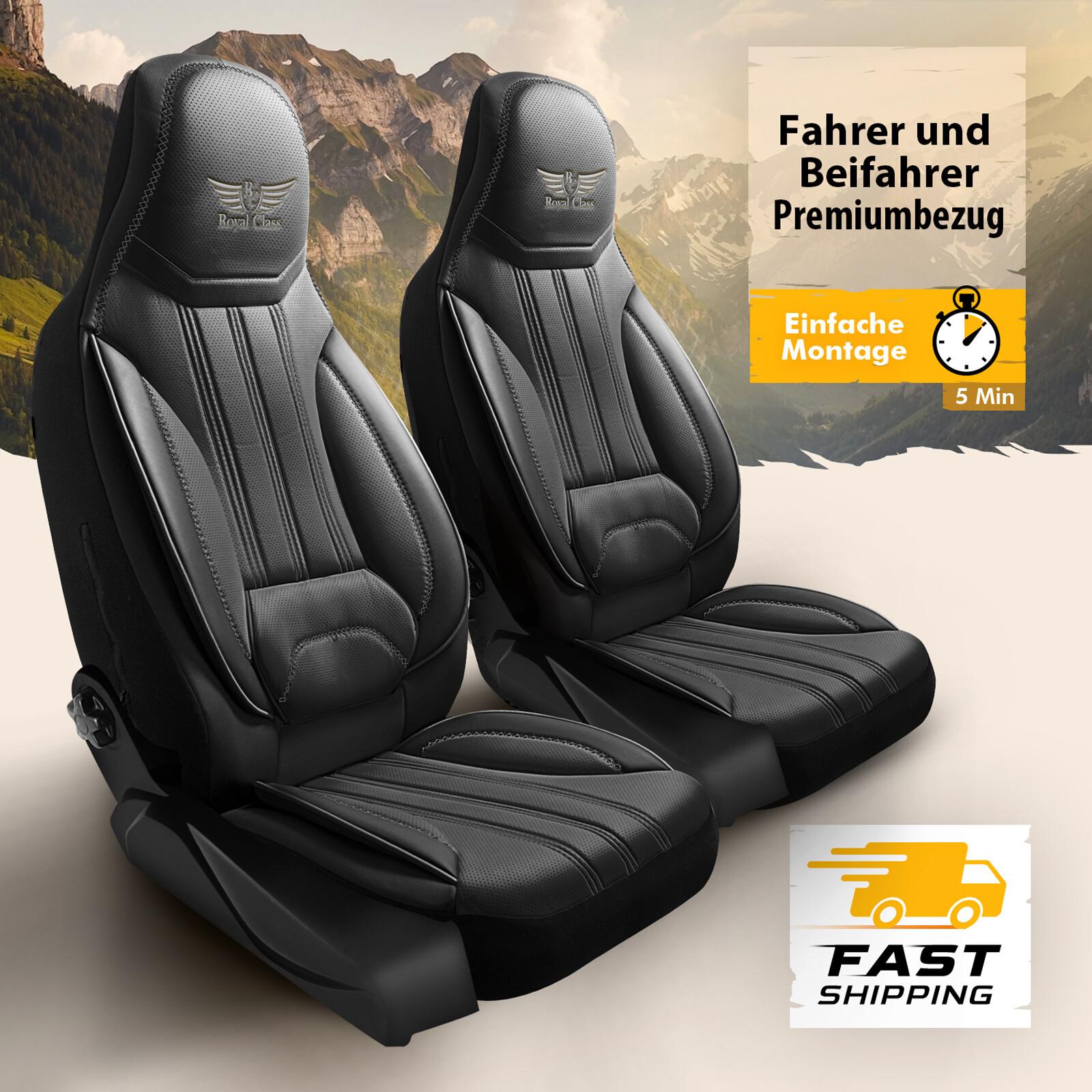 Car Seat Covers Fits for Vauxhall Mokka IN Black Grey Premium Pilot 5.1