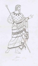 Jupiter (or Jove) with Staff - Roman & Greek King of the gods - 1809 Engraving