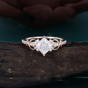 Authentic Princess Cut Moissanite Dainty Bridal Twist Engagement Ring Promise Ring Women