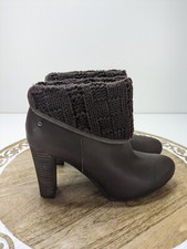 UGG Dandylion Tres 1008755 Knit Cuff Lamb Lining Brown Ankle Boots Women's 6.5