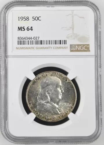 1958  FRANKLIN US Half Dollar,   MS64 by NGC,   a SUPERB looking coin!!!!