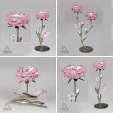 Formano Teelichthalter Leuchter Blüte rosa aus Metall - Glas- 636041