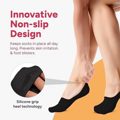 5 pares de calcetines de algodón de corte bajo invisibles para mujer con forro de bote invisible sin mostrar dibujos animados - Imagen 3 de 46