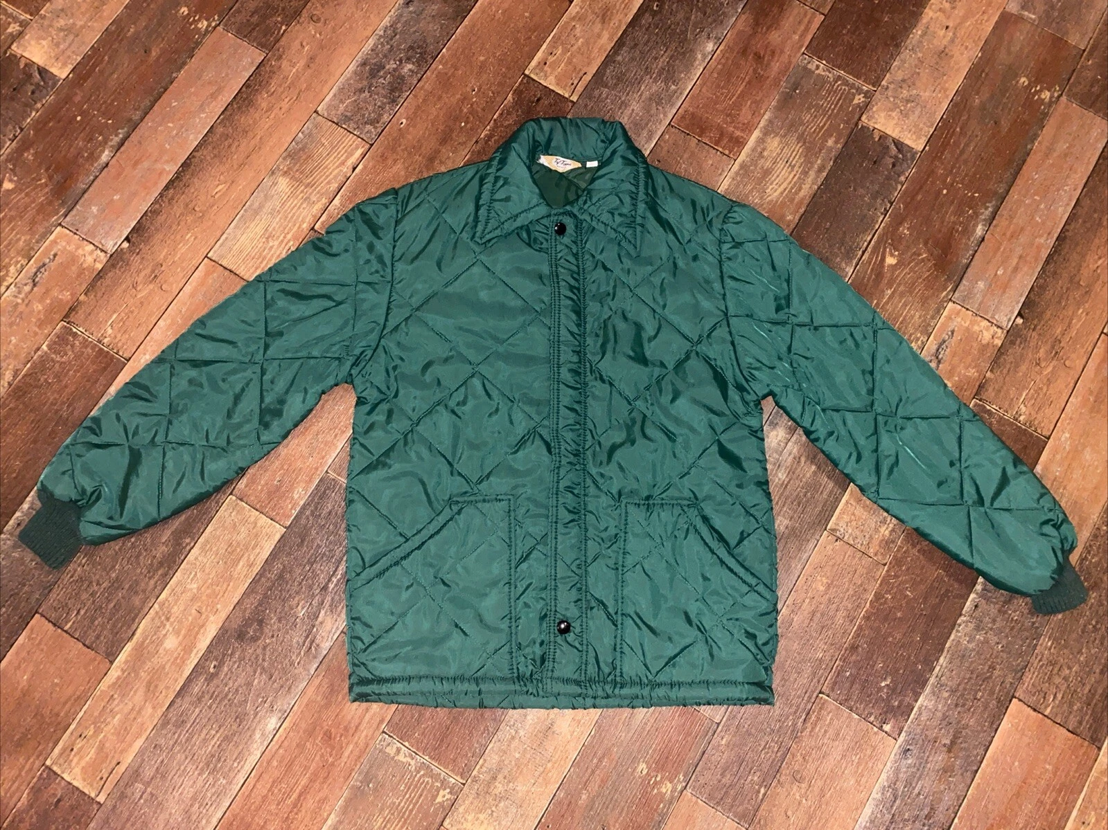 Vintage Tuf Topper Quilted Zip Up Jacket Coat Green Medium Gorpcore Outdoor USA