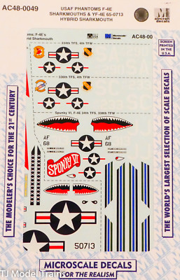 Microscale Decal #AC48-0049 USAF Phantoms - F-4E's & YF-4E Hybrid Sharkmouth 