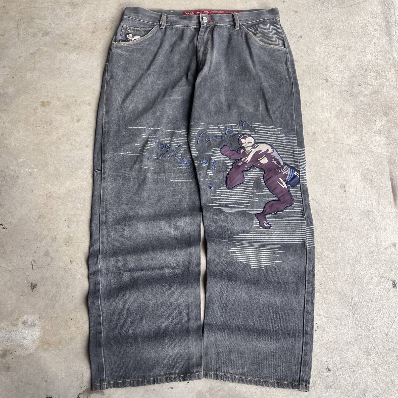 Ecko Unltd Marvel Avengers Ironman Vintage Y2K Baggy Jeans Men 39x33 Rare