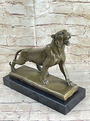 Selten Jaguar Panther Leopard Puma Groß Katze Auto Kollektor Bronze Statue