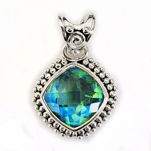 Offerings Sajen 925 Sterling Silver Caribbean Quartz Cushion Sshaped Pendant