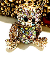 Crystal Teddy Bear Pendant Necklace in Decorated Box