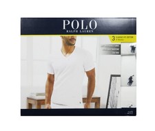 Polo Ralph Lauren Men's White Classic Fit V-Neck 3 Pack T-Shirts