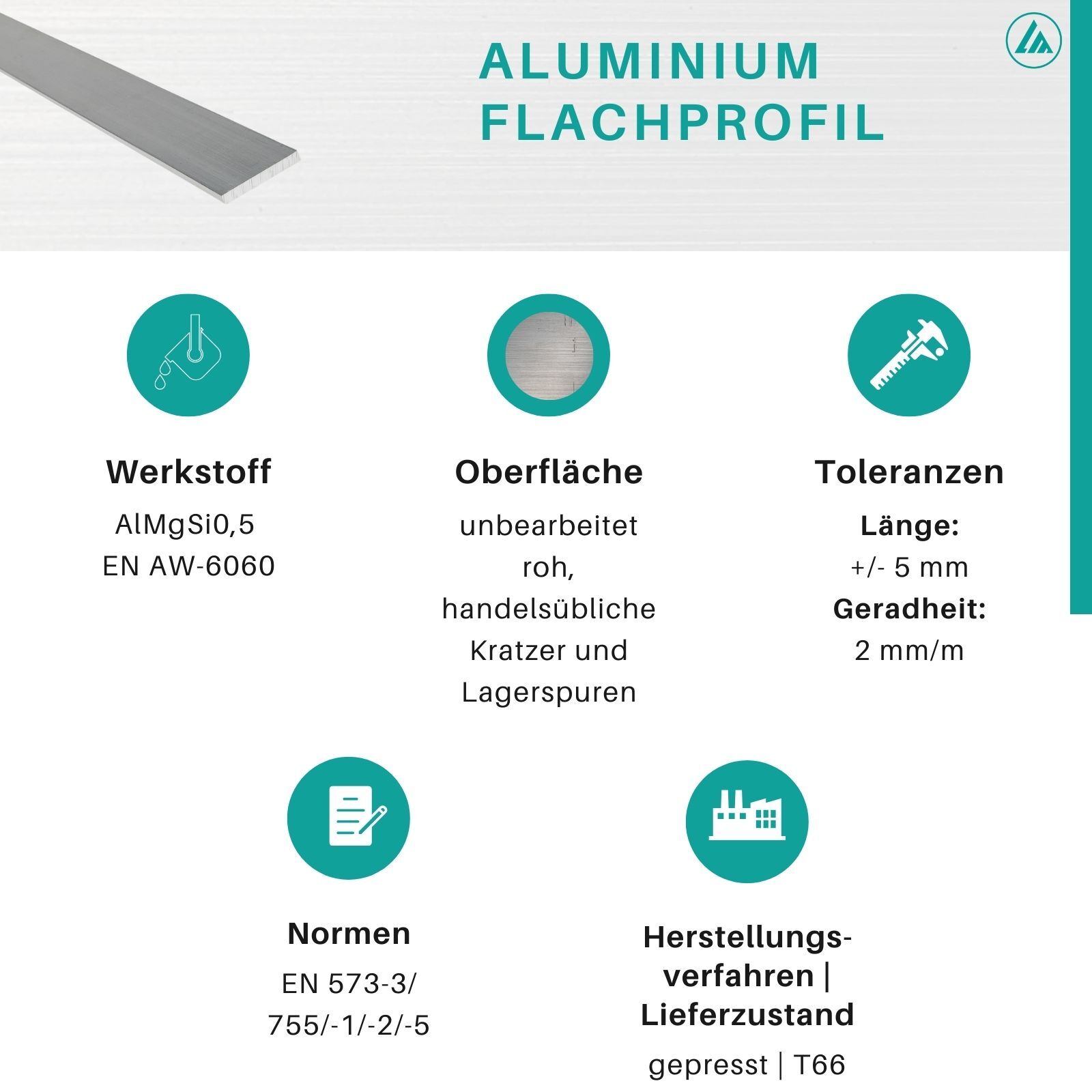 QUARKZMAN Aluminium Flachstab - 6061 Alu Profil Für Industrie & Hobby