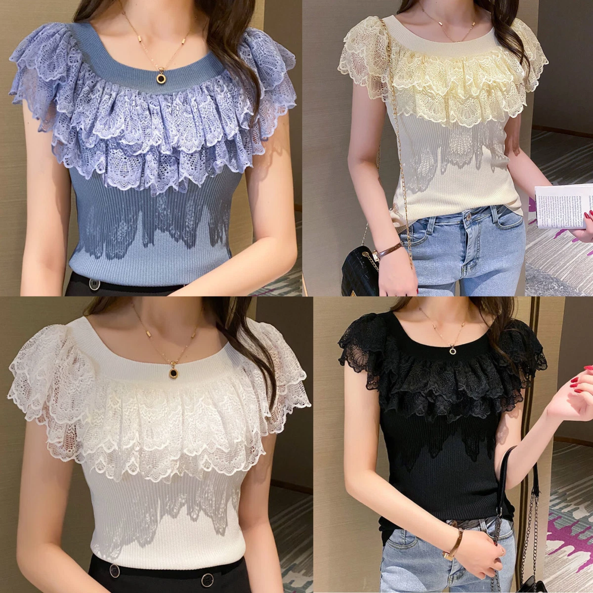 Blusas De Mujer Camisas Moda Blusa Manga Corta Nueva Tops Camisa Casual Elegante