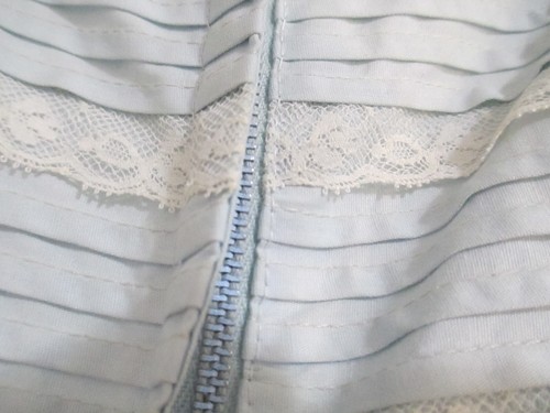 VINTAGE JR FLAIR 🌸SZ 0 / 2 / 34" BUST==BLUE / PIN TUCK BODICE / 50'S DRESS - Picture 10 of 11