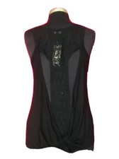 SCOBE Made In USA Women Sexy Top size s Blouse Open Black Lace Crew Neck Rayon