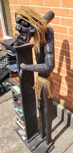 Vintage Wooden Zombie Voodoo Tribal Hand Carved Wooden CD Rack Stand Holder - Picture 7 of 18