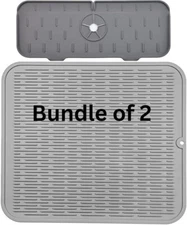 Silicone Faucet Drip Tray AND Dish Drying Mat Kitchen Sink Splash Guard Slip Mat