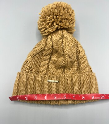 Michael Kors Chunky Cable Knit Pom Pom Beanie Hat Brown Faux  display picture 2