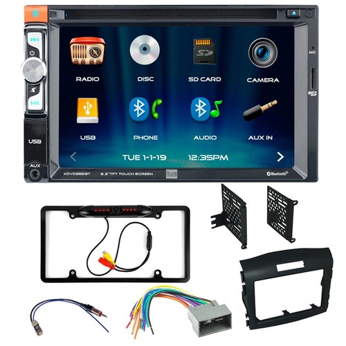 Dual XDVD269BT CD/DVD Car Stereo & install Kit & Camera for 2012-2016 Honda CRV