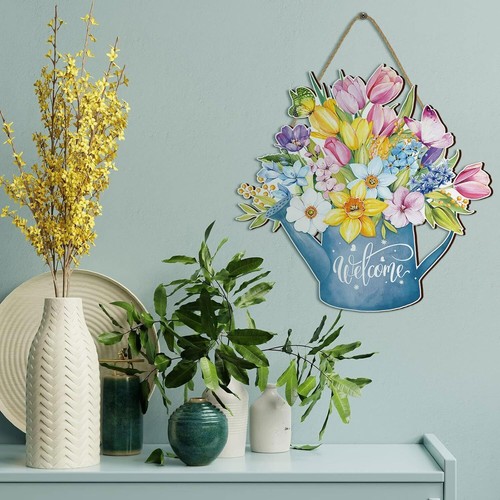 Spring Decorations for Home Spring Wreaths for Front Door Welcome Sign Flowers D - Picture 3 of 9