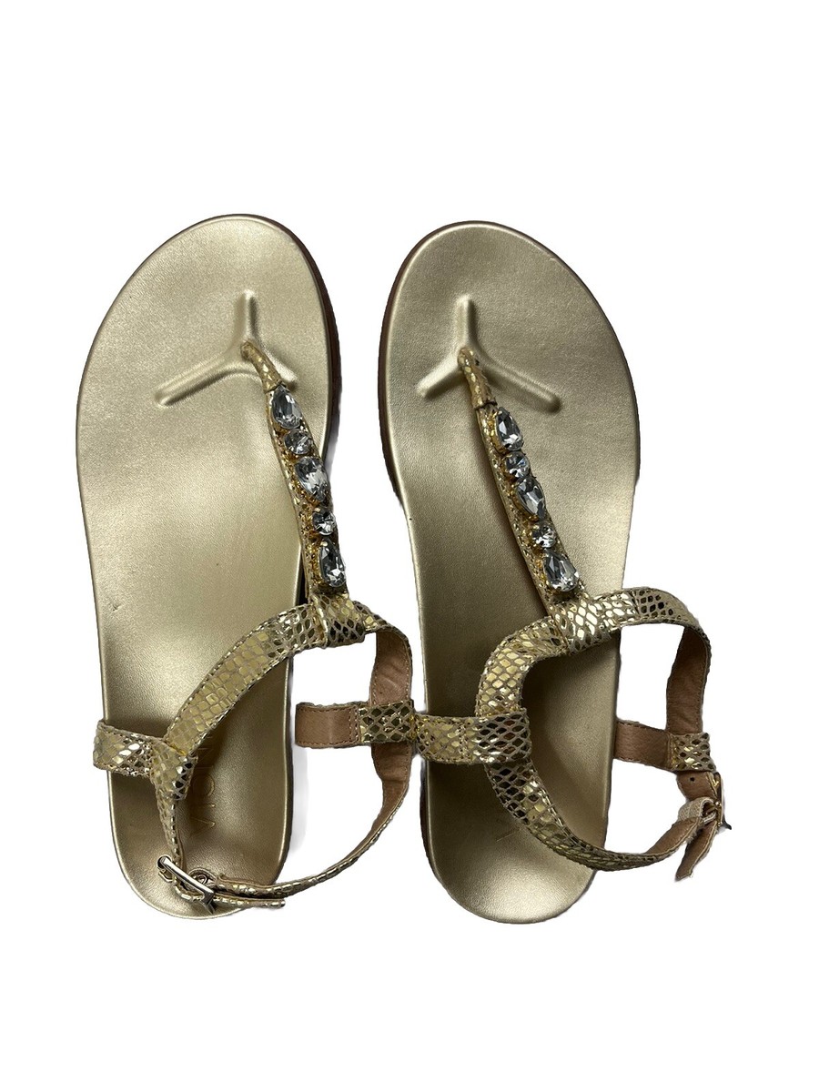 Vionic Palm Boca Rhinestone Jeweled Gold Thong Slingback Sandals - Main Image