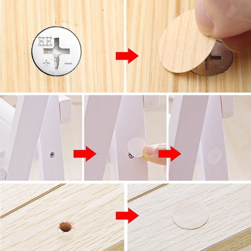 54Pcs/Sheet Furniture Screw Cover Caps Hole Stickers Self Adhesive Cabinet Decor - Picture 10 of 35