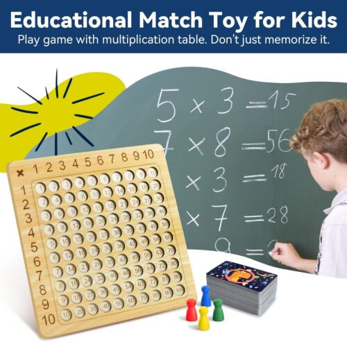 Wooden Multiplication Board Math Game for Kids 8-12, Math... - Picture 3 of 9