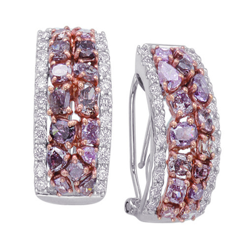 5.85ct Fancy Pink Diamonds Earrings 18K All Natural 10 Grams Real Rose Gold