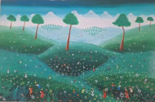 Peinture huile Sur Toile Paysage Nature Arbres Tableau Signé - Photo 3 sur 20