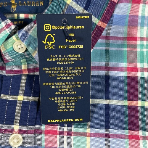 Polo Ralph Lauren nuova con etichette camicia uomo XL Oxford carne pony quadri righe slim fit - Foto 8 di 18